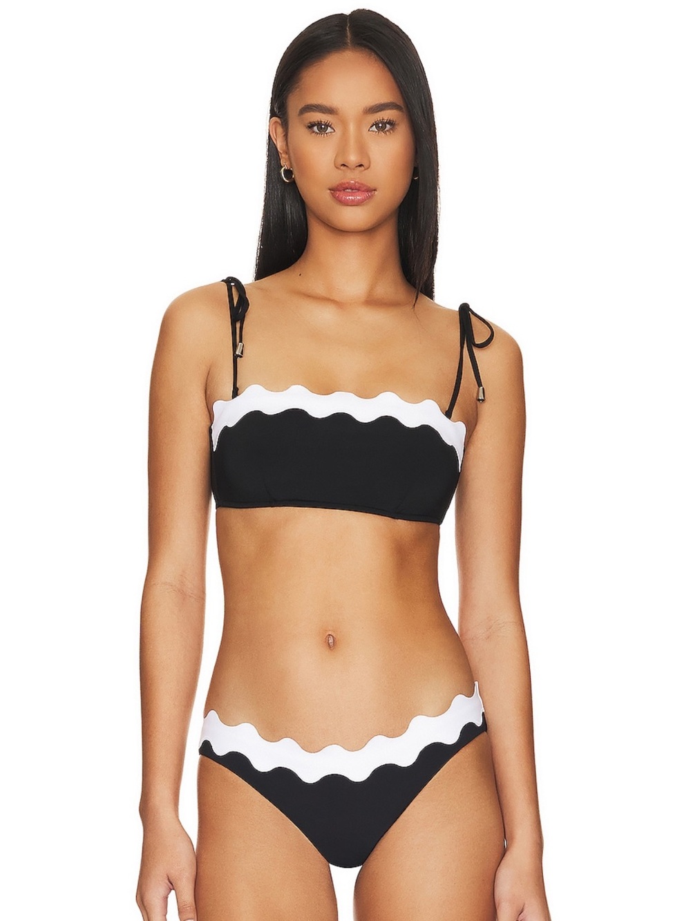 SEAFOLLY “Ric Rac” Bustier Bandeau Black & White Bikini.